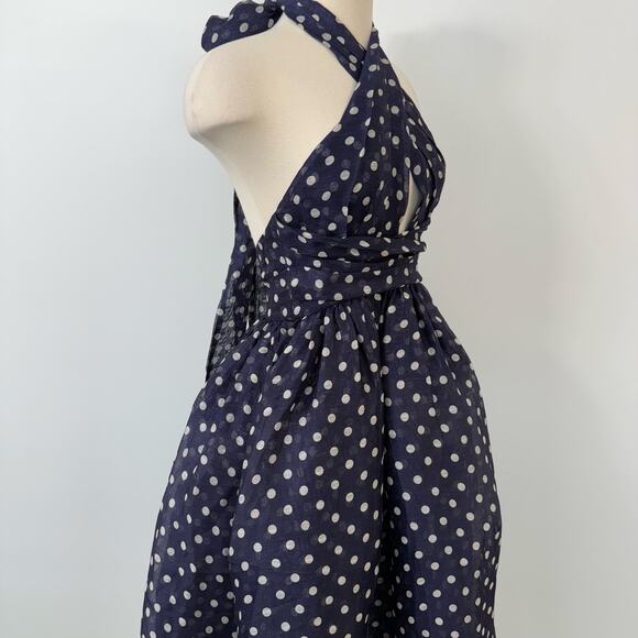 ZIMMERMANN High Tide Polka-Dot Halter Midi Dress Mesh Tulle Blue 0 (US 4) NWT - Picture 4 of 14